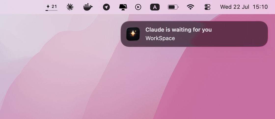 macOS desktop notification: Claude is waiting for you