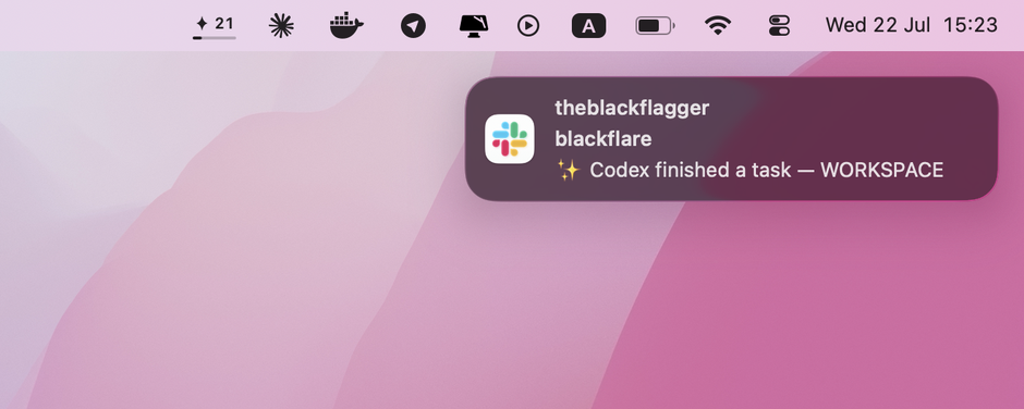 Slack notification: Codex finished a task